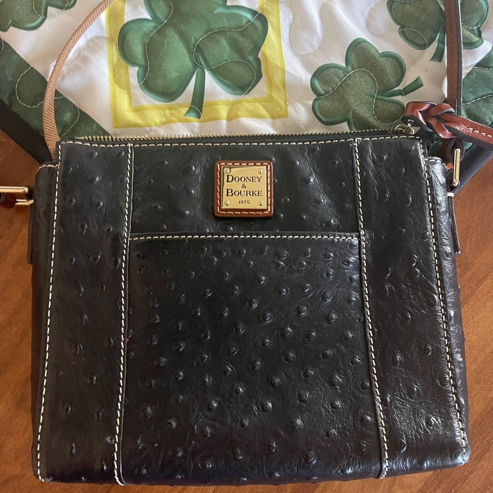 Dooney & Bourke ostrich, embossed, cowhide leather Crossbody Handbag